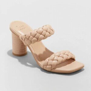 Women's Basil Mule Block Heels - A New Day™ Cream Women's Size 11